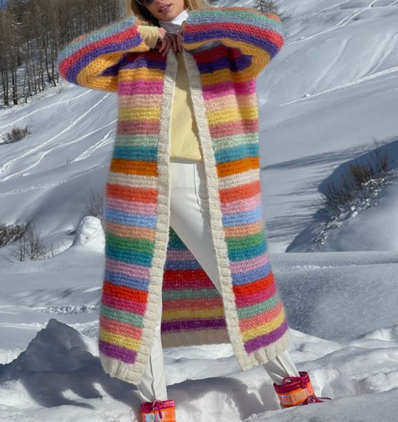 MILLA - Manteau en tricot chaud et stylé aux couleurs de l'arc-en-ciel