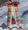 Charger l&#39;image dans la visionneuse de la galerie, MILLA - Manteau en tricot chaud et stylé aux couleurs de l&#39;arc-en-ciel